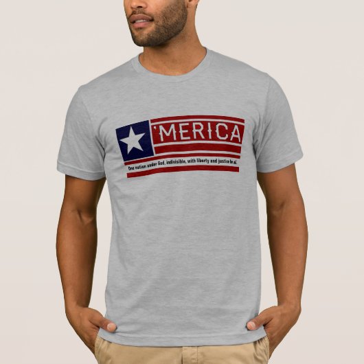 MERICA - USA-Flaggen-Form Customizeable Text T-Shirt (Vorderseite)