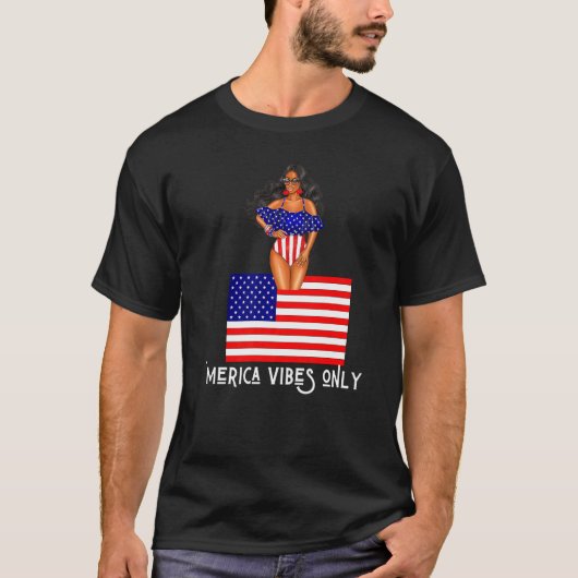 Merica Vibes Only Patriotic Women Niedlich Swimsui T-Shirt (Vorderseite)