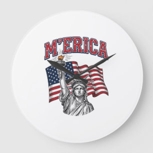 MERICA Vintage Liberty Patriotisch Große Wanduhr