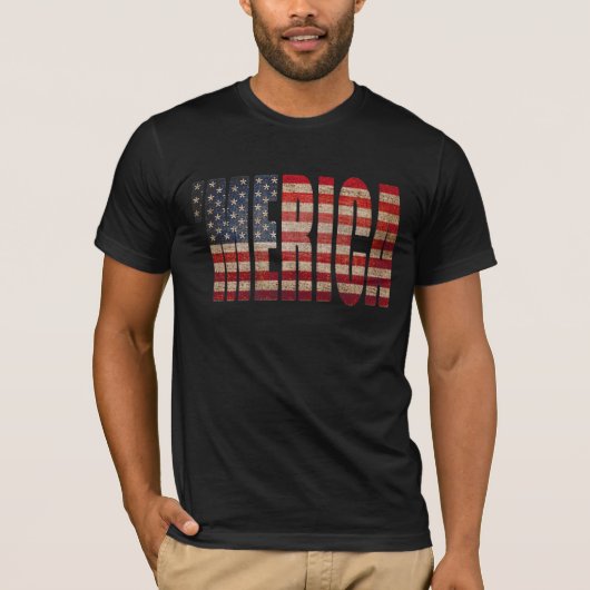 'MERICA Vintager beunruhigter US Flaggen-T - Shirt (Vorderseite)