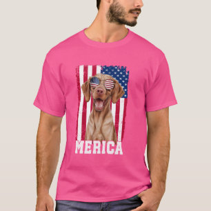 Merica Vizsla Dog USA Flag Patriotic 4. Juli T-Shirt