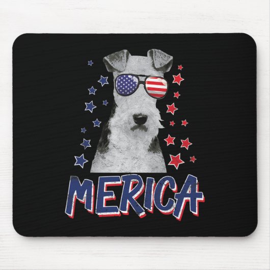 Merica Wire Fox Terrier Dog 4. Juli US-amerikanisc Mousepad (Vorne)