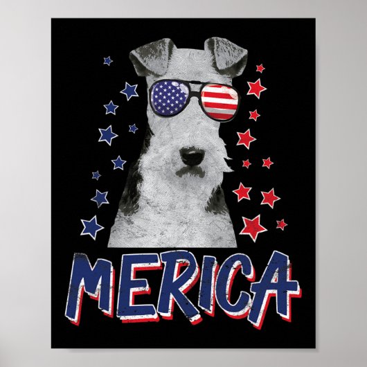 Merica Wire Fox Terrier Dog 4. Juli US-amerikanisc Poster (Vorne)