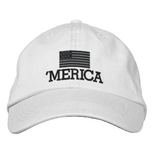 Merica with Gray and Black American Flag Bestickte Baseballkappe