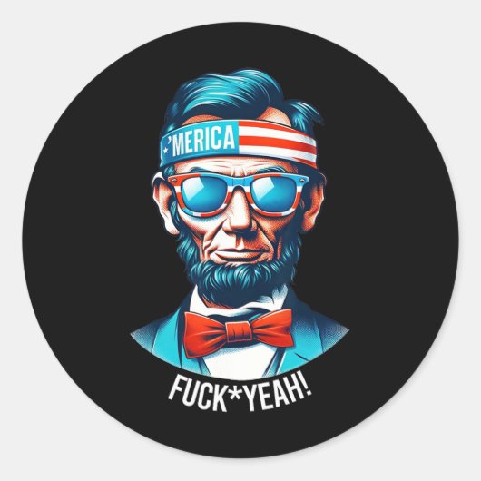 Merica Yeah Abraham Lincoln 4. Juli Runder Aufkleber (Vorderseite)