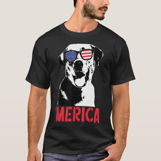 Merica Yellow Labrador American Flag Sonnenbrille T-Shirt (Vorderseite)
