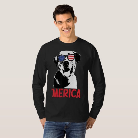 Merica Yellow Labrador American Flag Sonnenbrille T-Shirt (Vorne ganz)
