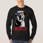 Merica Yellow Labrador American Flag Sonnenbrille T-Shirt (Vorderseite)