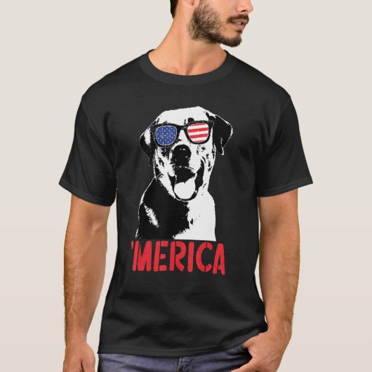 Merica Yellow Labrador American Flag Sonnenbrille  T-Shirt (Vorderseite)
