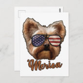 Merica Yorkshire, Dog Lover, America Flag, USA Postkarte (Vorne/Hinten)