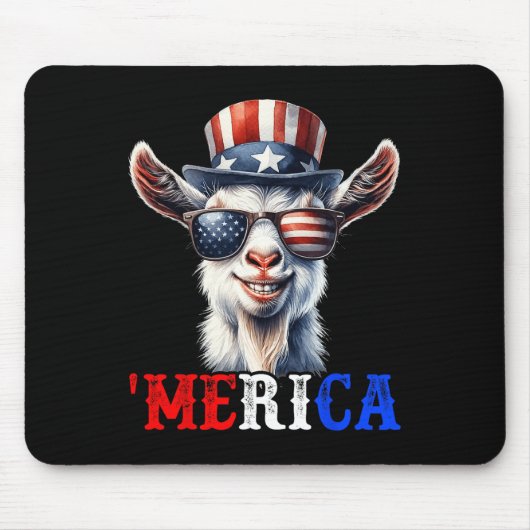Merica Ziege Patriotic 4. Juli Funny Kids Men W Mousepad (Vorne)