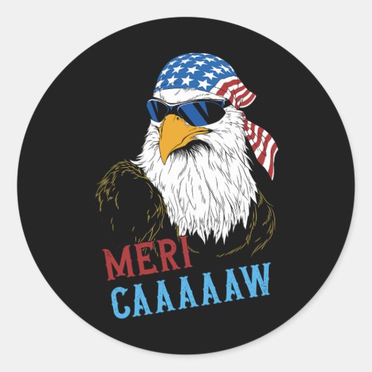 Mericaaaaw Adle Mullet 4. Juli USA Runder Aufkleber (Vorderseite)
