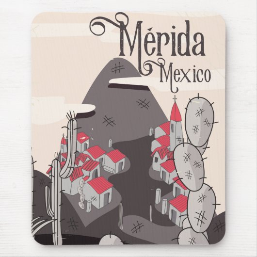 Mérida Mexico Reiseplakat Mousepad (Vorne)