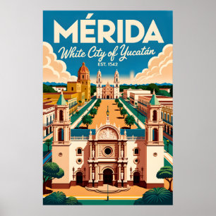 Mérida Mexico Retro-Reiseposter-Kunst Poster