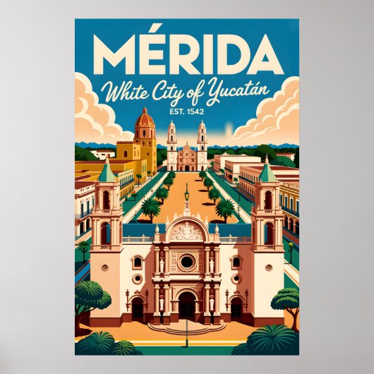 Mérida Mexico Retro-Reiseposter-Kunst Poster (Vorne)