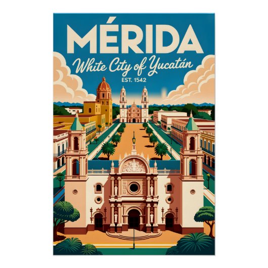 Mérida Mexico Retro-Reiseposter-Kunst Poster (Vorderseite)