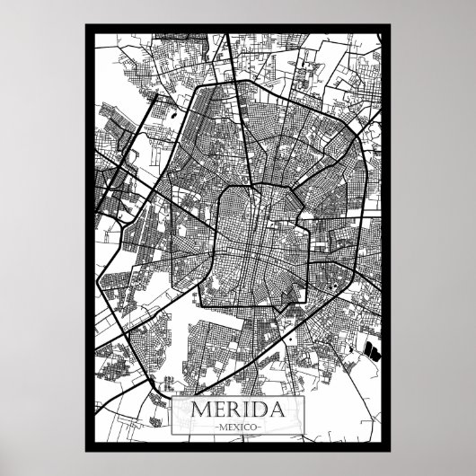 Merida Mexico Stadtplan Poster (Vorne)