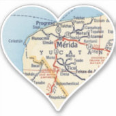 Merida Mexico Vintag Karte Aufkleber (Vorderseite)