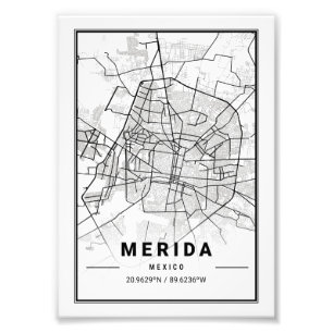 Merida - Mexiko - Ligte Stadtkarte Fotodruck