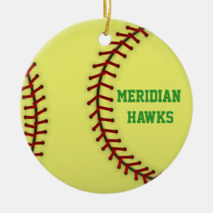 Meridian Hawks Softball Keramik Ornament