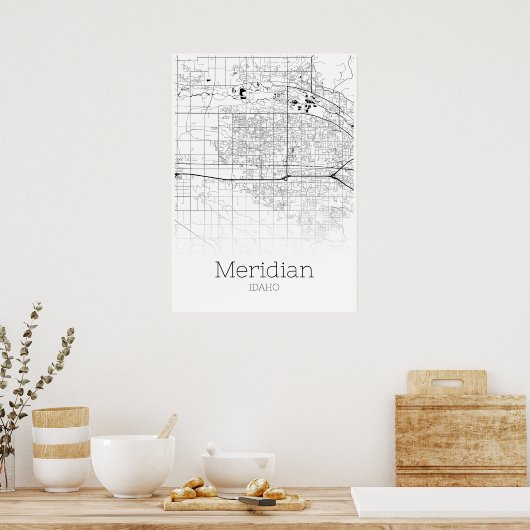 Meridian Map - Idaho - City Map Poster (Küche)