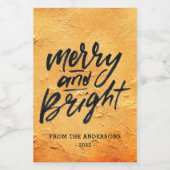 Merines und helles Orange Glitzer Weinetikett (Einzelnes Label)