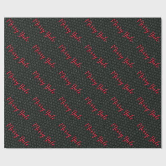 Merines Weihnachten Schwarzes Wrapping Paper Geschenkpapier (Flach)