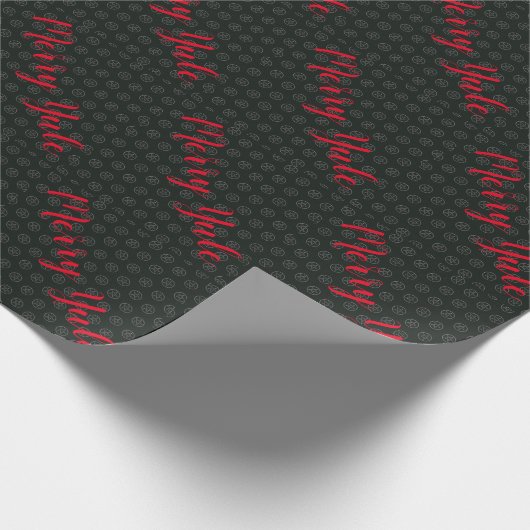 Merines Weihnachten Schwarzes Wrapping Paper Geschenkpapier (Ecke)