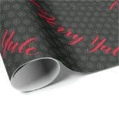 Merines Weihnachten Schwarzes Wrapping Paper Geschenkpapier (Rolleneckpunkt)
