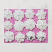 Meringues auf rosa Papiergeschenk Postkarte (Vorderseite)