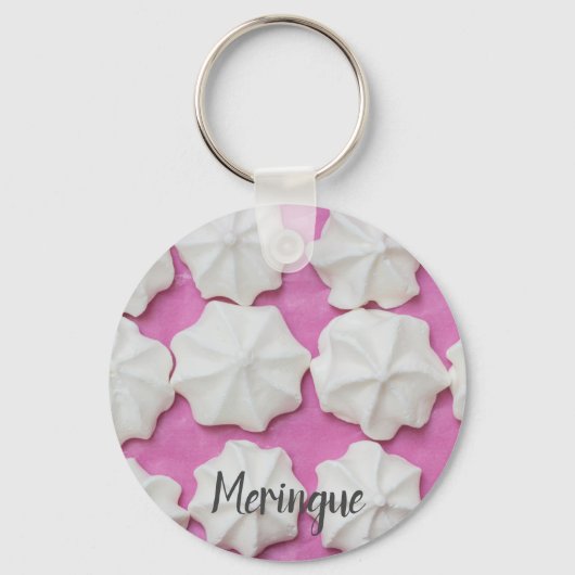 Meringues auf rosa Papiergeschenk Schlüsselanhänger (Vorderseite)