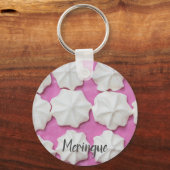 Meringues auf rosa Papiergeschenk Schlüsselanhänger (Vorderseite)