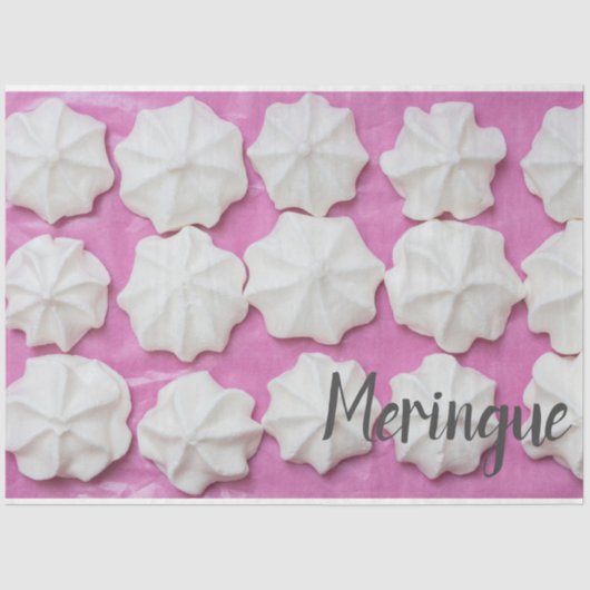 Meringues auf rosa Papiergeschenk Seidenpapier (Vorderseite)