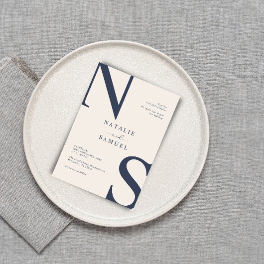 Merino Minimalistisch & elegant kühne Initials Wed Einladung