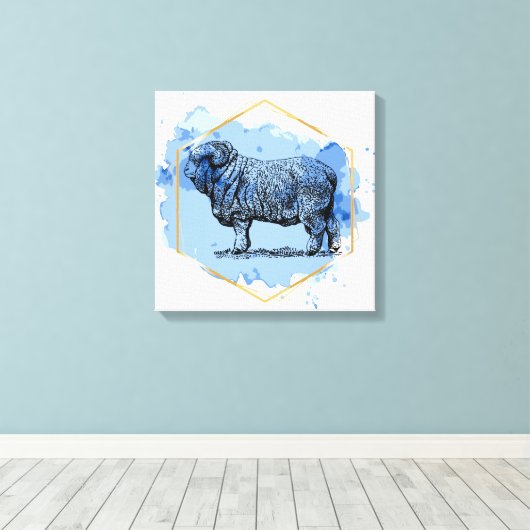 Merino Ram Leinwanddruck (Insitu (Holzboden))