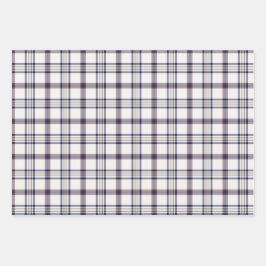 Merino White and Blue Zodiac Plaid Geschenkpapier Set