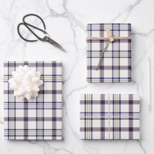 Merino White and Blue Zodiac Plaid Geschenkpapier Set (Vorderseite)