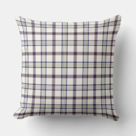 Merino White and Blue Zodiac Plaid Kissen