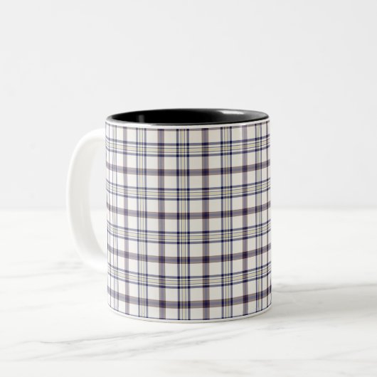 Merino White and Blue Zodiac Plaid Zweifarbige Tasse (Vorderseite Links)
