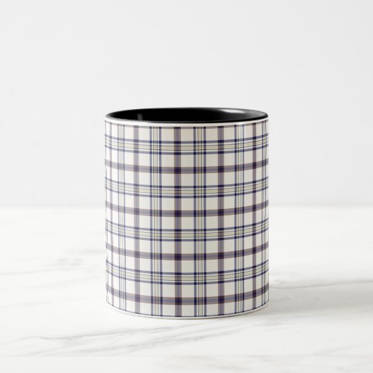 Merino White and Blue Zodiac Plaid Zweifarbige Tasse (Mittel)