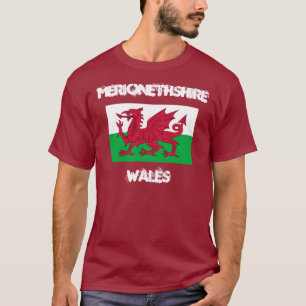 Merionethshire, Wales mit walisischer Flagge T-Shirt
