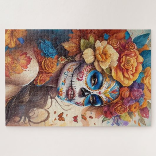 Merizing Women in Sugar Skull Make Puzzle (Horizontal)