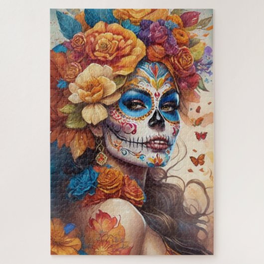 Merizing Women in Sugar Skull Make Puzzle (Vertikal)