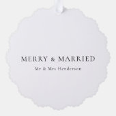 Merk und Verheiratet | Neugeborene Weihnachten Ornament Karte (Rückseite)