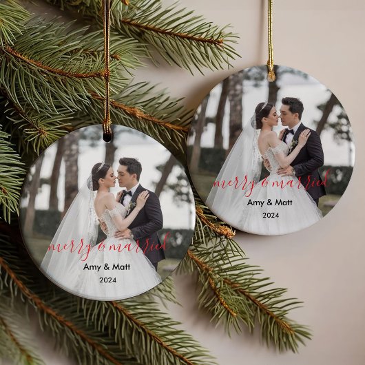 Merk und Verheiratet | Newleweds Weihnachts-Foto Ornament