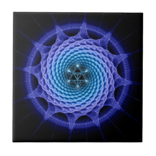 Merkaba gewundenes Mandala-Blau Fliese