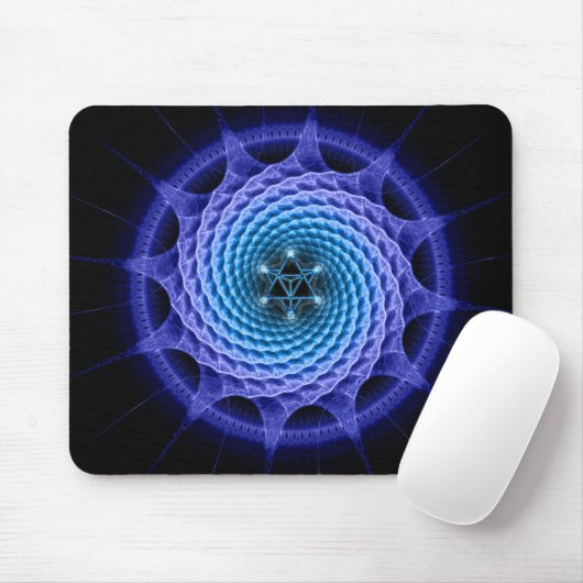 Merkaba gewundenes Mandala-Blau Mousepad (Mit Mouse)