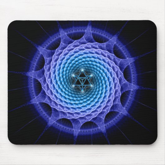Merkaba gewundenes Mandala-Blau Mousepad (Vorne)