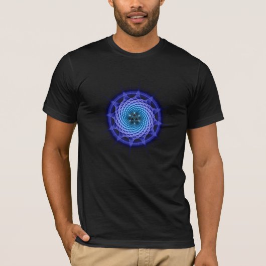 Merkaba gewundenes Mandala-Blau T-Shirt (Vorderseite)