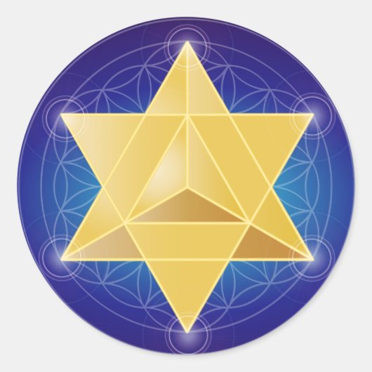Merkaba mit Blume des Lebens Runder Aufkleber (Vorderseite)